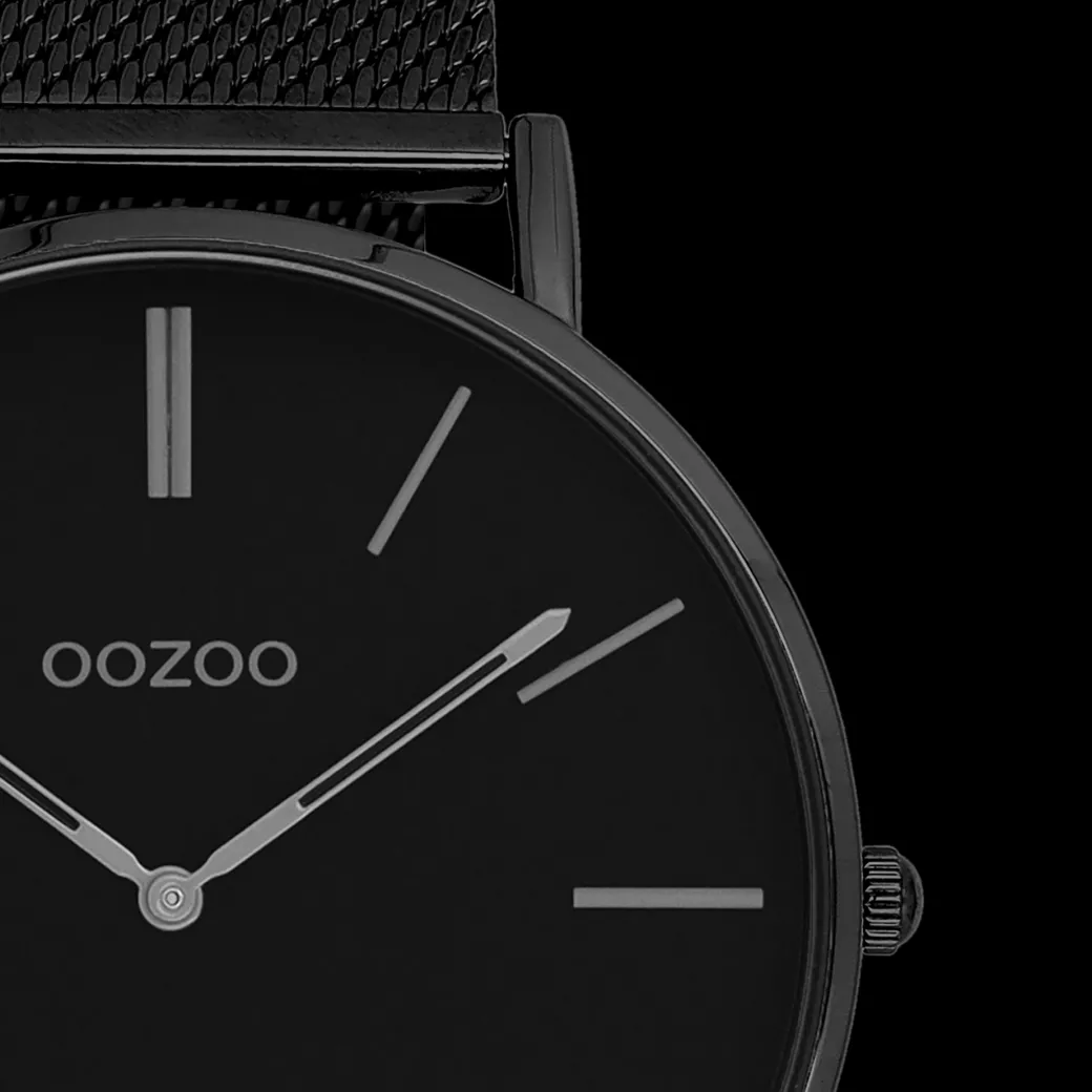 Zwarte OOZOO horloge met metalen mesh armband - C9932