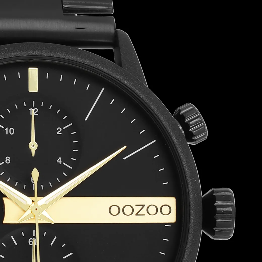 Zwarte OOZOO horloge met roestvrijstalen armband - C11412