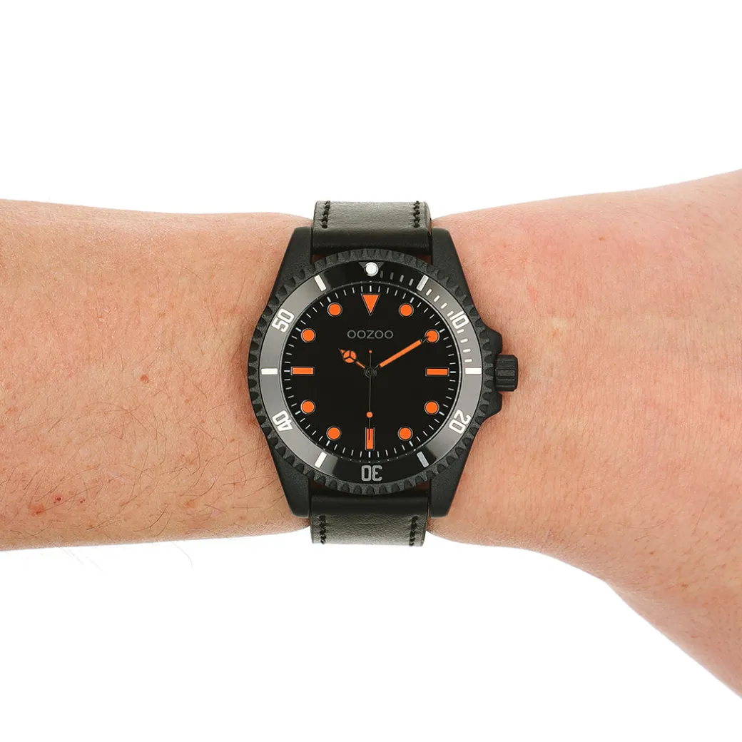 Zwarte OOZOO horloge met leren band - C11119