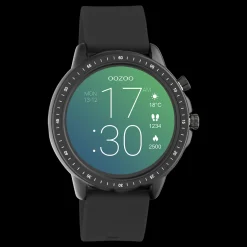 Zwarte OOZOO smartwatch met zwarte rubber band - Q00304