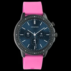 Zwarte OOZOO smartwatch met framboos roze rubber band - Q00331