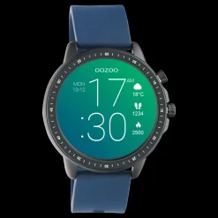 Zwarte OOZOO smartwatch met donker blauwe rubber band - Q00332