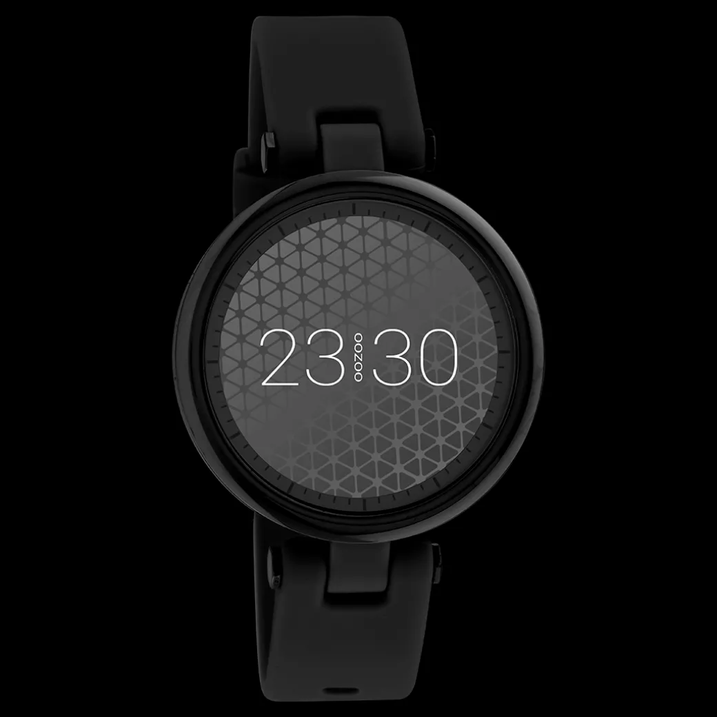 Zwarte OOZOO smartwatch met zwarte rubber band - Q00407
