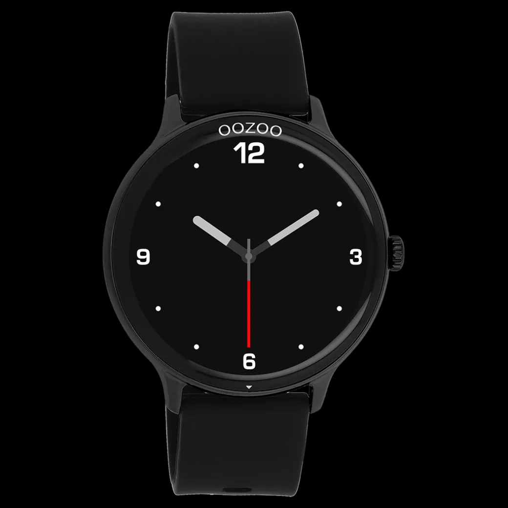 Zwarte OOZOO smartwatch met zwarte rubber band - Q00134