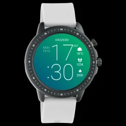 Zwarte OOZOO smartwatch met steengrijze rubber band - Q00328