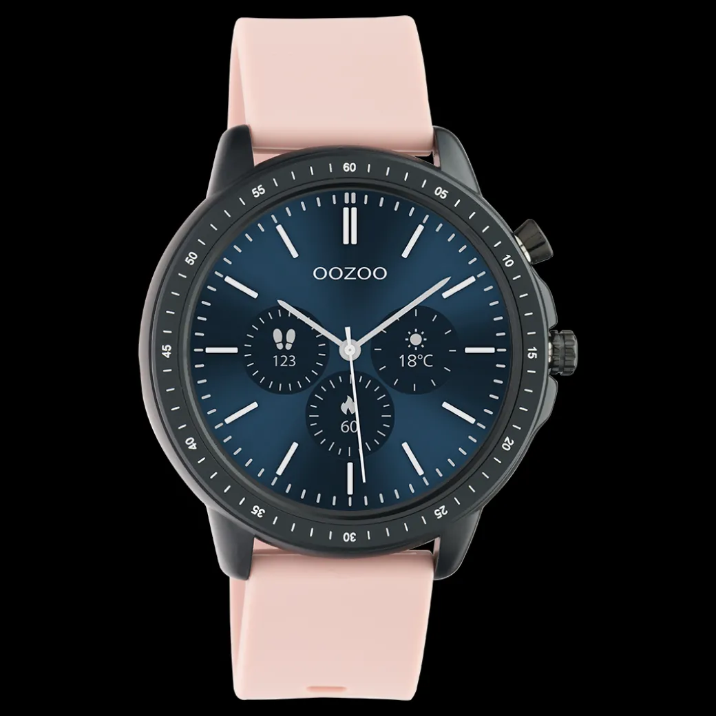 Zwarte OOZOO smartwatch met grijs roze rubber band - Q00329