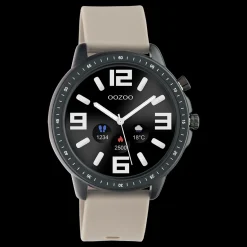 Zwarte OOZOO smartwatch met taupe rubber band - Q00330