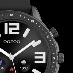 Zwarte OOZOO smartwatch met zwarte rubber band - Q00304