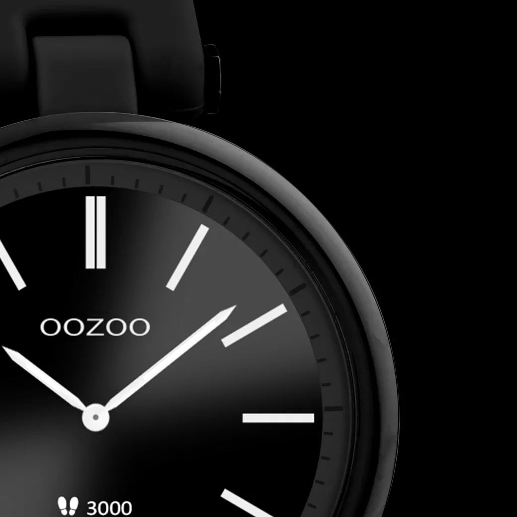 Zwarte OOZOO smartwatch met zwarte rubber band - Q00407