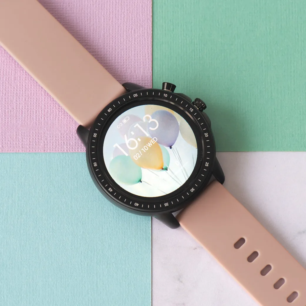 Zwarte OOZOO smartwatch met grijs roze rubber band - Q00329