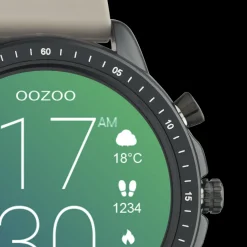Zwarte OOZOO smartwatch met taupe rubber band - Q00330