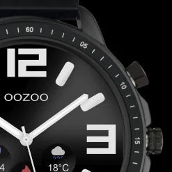 Zwarte OOZOO smartwatch met zwarte metalen mesh armband - Q00309