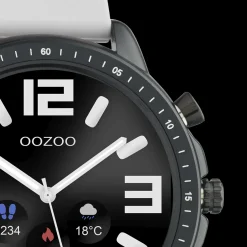 Zwarte OOZOO smartwatch met steengrijze rubber band - Q00328
