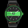 Zwart/fluo groene OOZOO horloge met zwarte leren band - C11234